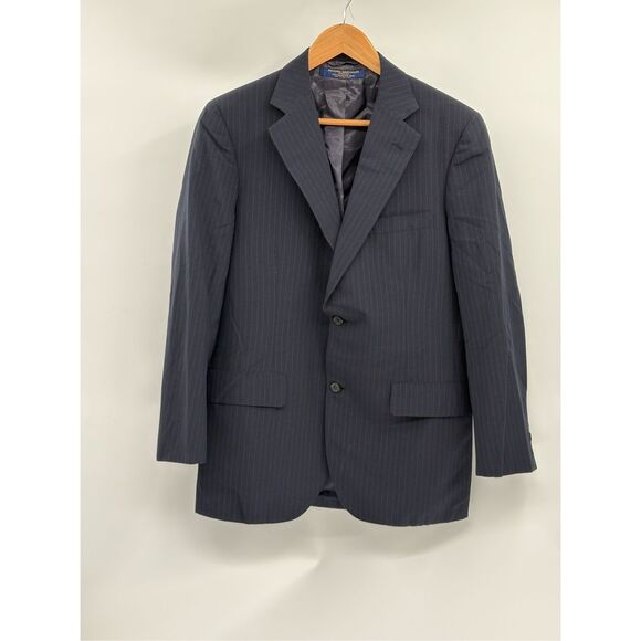 Brooks Brothers Sport Coat Blazer Men Size 39R Navy Blue Pinstriped - Picture 1 of 10